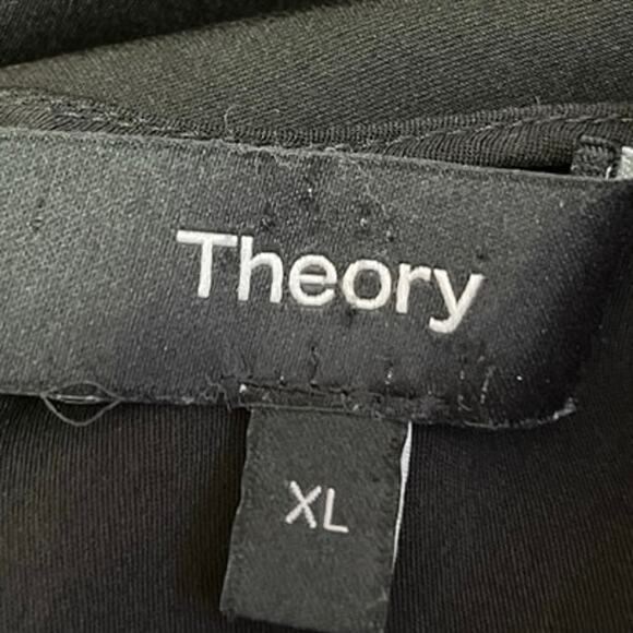 Theory 100% Silk Black Straight Shell Modern Georgette Sleeveless Blouse Top XL - Picture 4 of 4